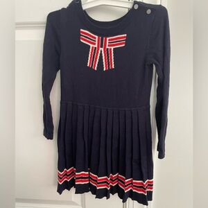 Jacadi Navy Dress with Red and White Bow Detail